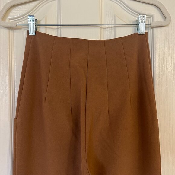 Women's Brown High Waisted Trouser with Gold Buttons - Small - Picture 5 of 8